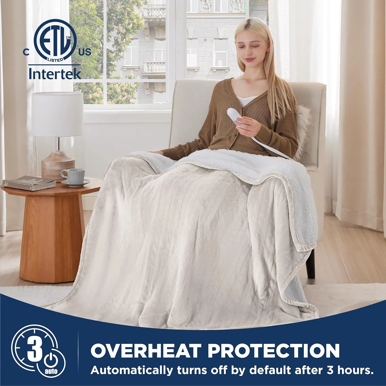 Bedsure Heated Blanket Electric Throw - Soft Flannel Electric Blanket, Heating Blanket with 4 Time Settings & 6 Heat Settings, Warm Blanket Gift for Grandma (50x60 inches, Grey)