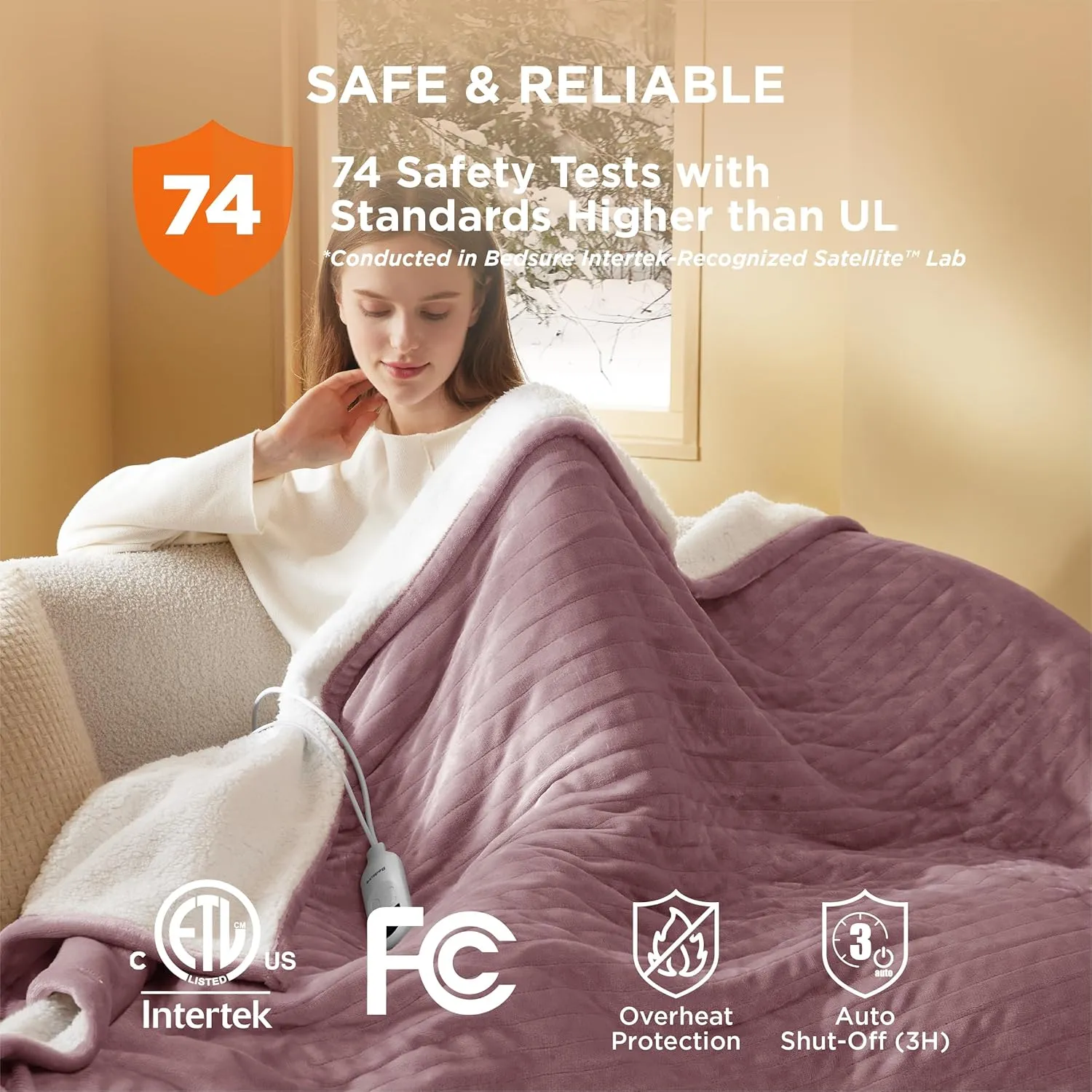 Bedsure Heated Blanket Electric Throw - Soft Flannel Electric Blanket, Heating Blanket with 4 Time Settings & 6 Heat Settings, Warm Blanket Gift for Grandma (50x60 inches, Grey)