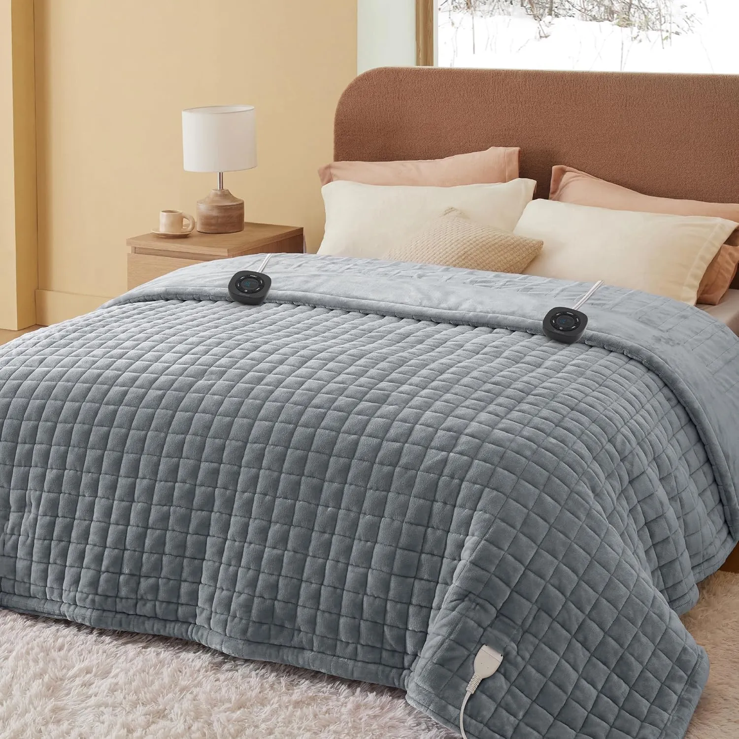 Bedsure Heated Blanket Electric Throw - Soft Flannel Electric Blanket, Heating Blanket with 4 Time Settings & 6 Heat Settings, Warm Blanket Gift for Grandma (50x60 inches, Grey)