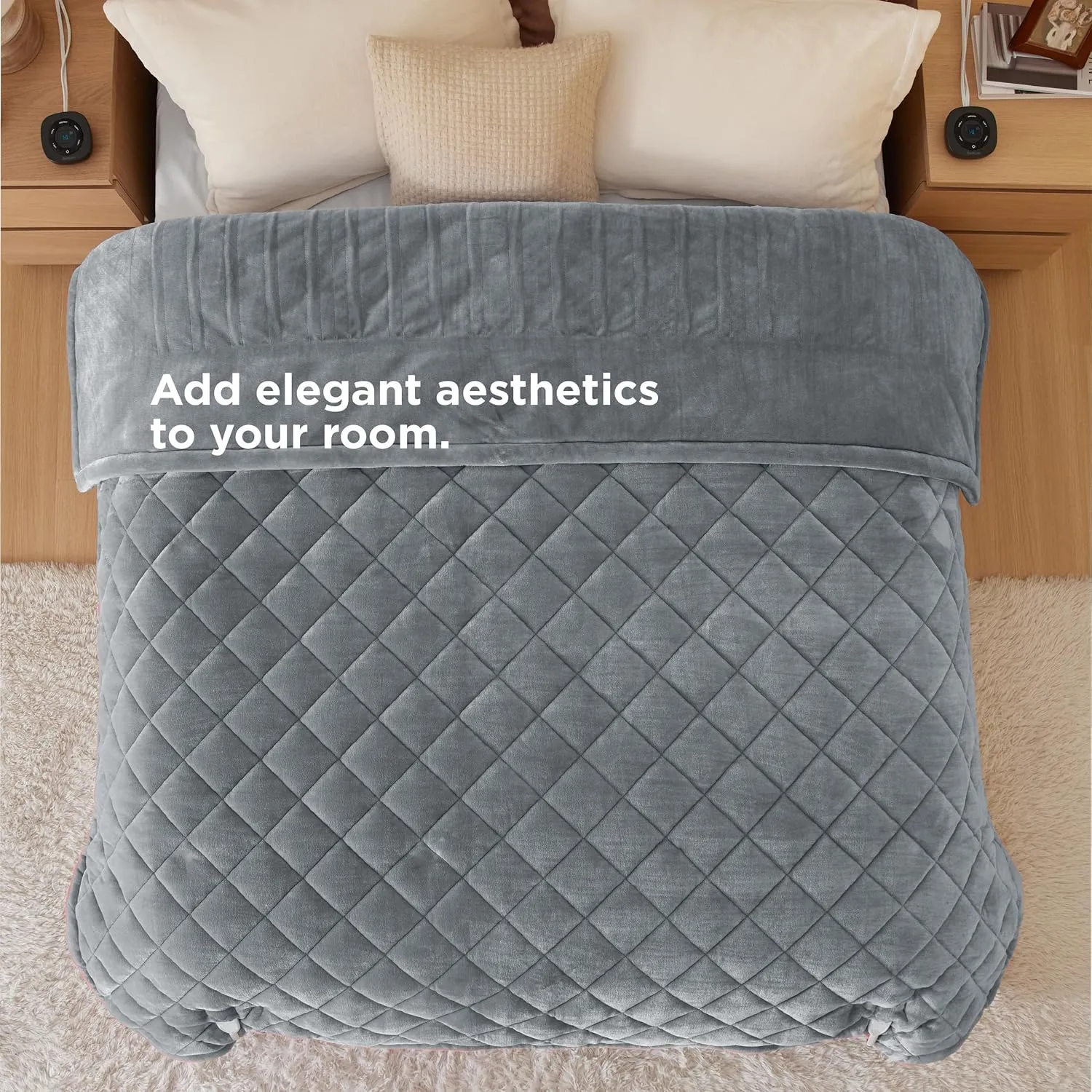 Bedsure Heated Blanket Electric Throw - Soft Flannel Electric Blanket, Heating Blanket with 4 Time Settings & 6 Heat Settings, Warm Blanket Gift for Grandma (50x60 inches, Grey)