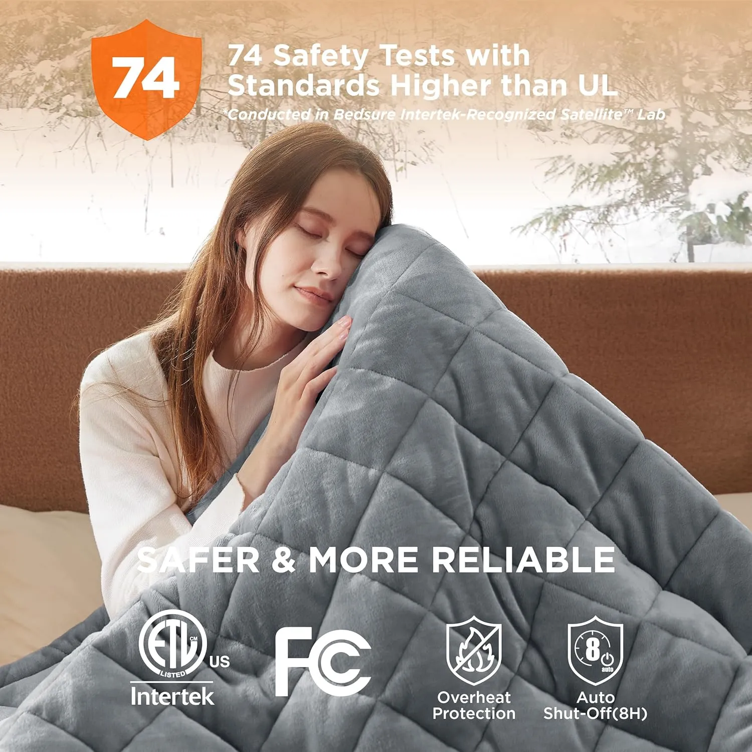 Bedsure Heated Blanket Electric Throw - Soft Flannel Electric Blanket, Heating Blanket with 4 Time Settings & 6 Heat Settings, Warm Blanket Gift for Grandma (50x60 inches, Grey)