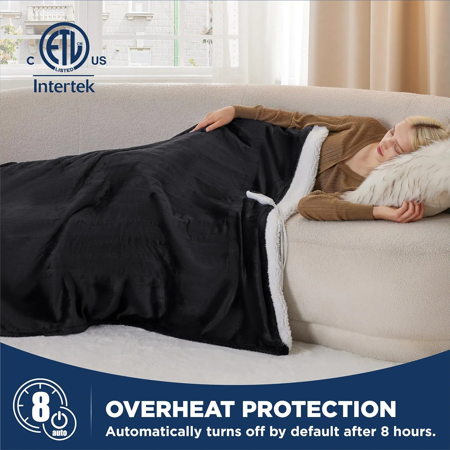 Bedsure Heated Blanket Electric Throw - Soft Flannel Electric Blanket, Heating Blanket with 4 Time Settings & 6 Heat Settings, Warm Blanket Gift for Grandma (50x60 inches, Grey)