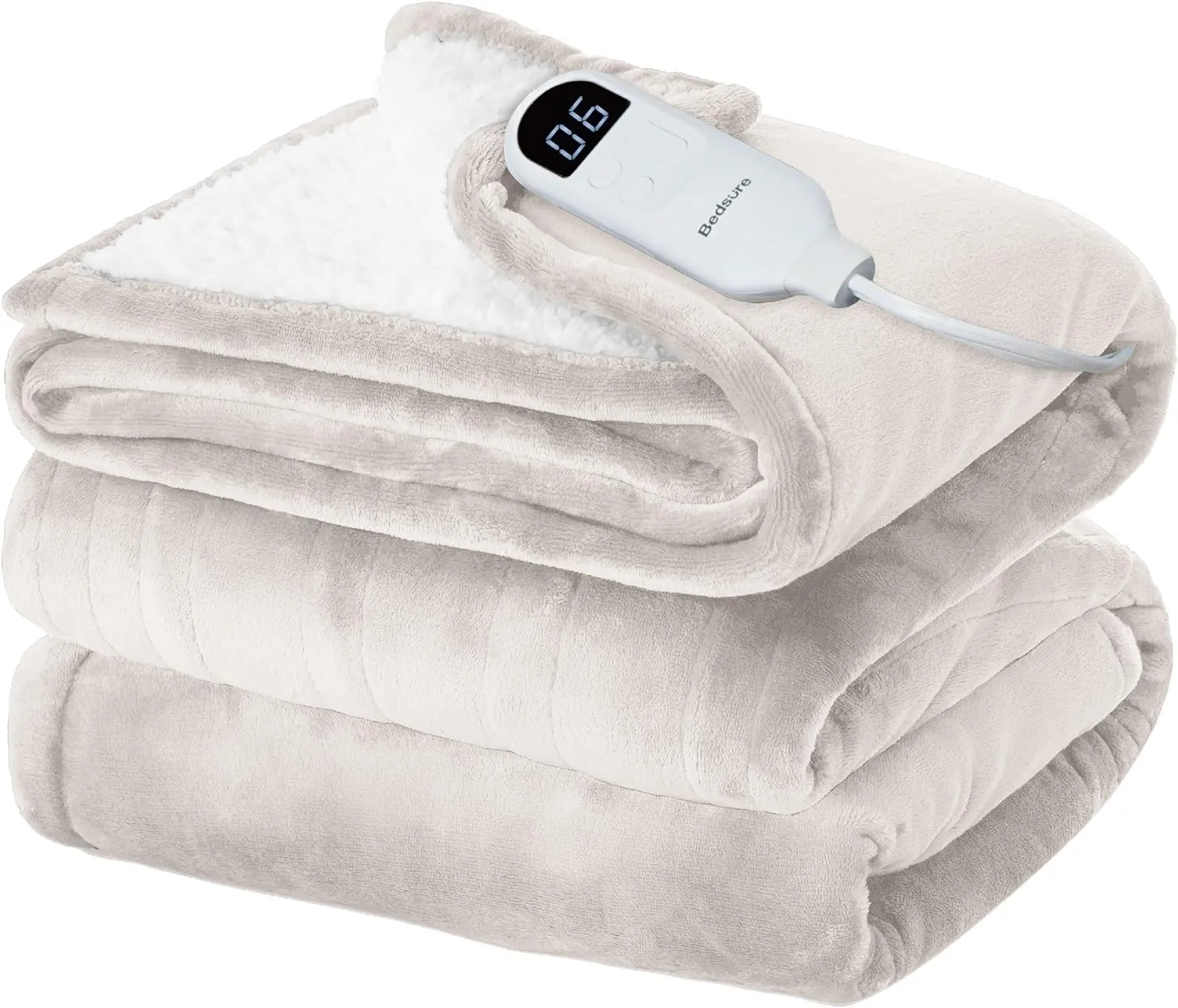Bedsure Heated Blanket Electric Throw - Soft Flannel Electric Blanket, Heating Blanket with 4 Time Settings & 6 Heat Settings, Warm Blanket Gift for Grandma (50x60 inches, Grey)