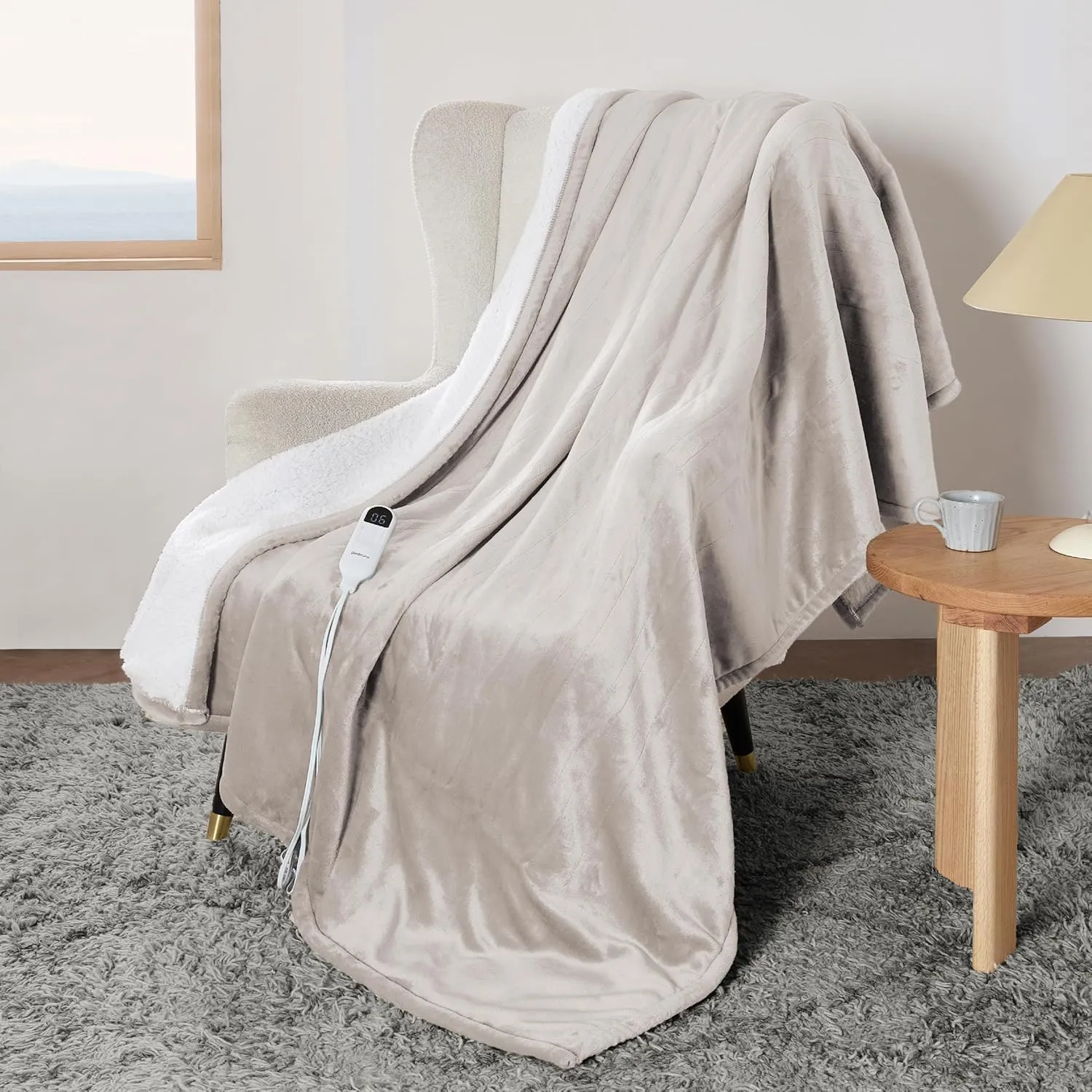 Bedsure Heated Blanket Electric Throw - Soft Flannel Electric Blanket, Heating Blanket with 4 Time Settings & 6 Heat Settings, Warm Blanket Gift for Grandma (50x60 inches, Grey)