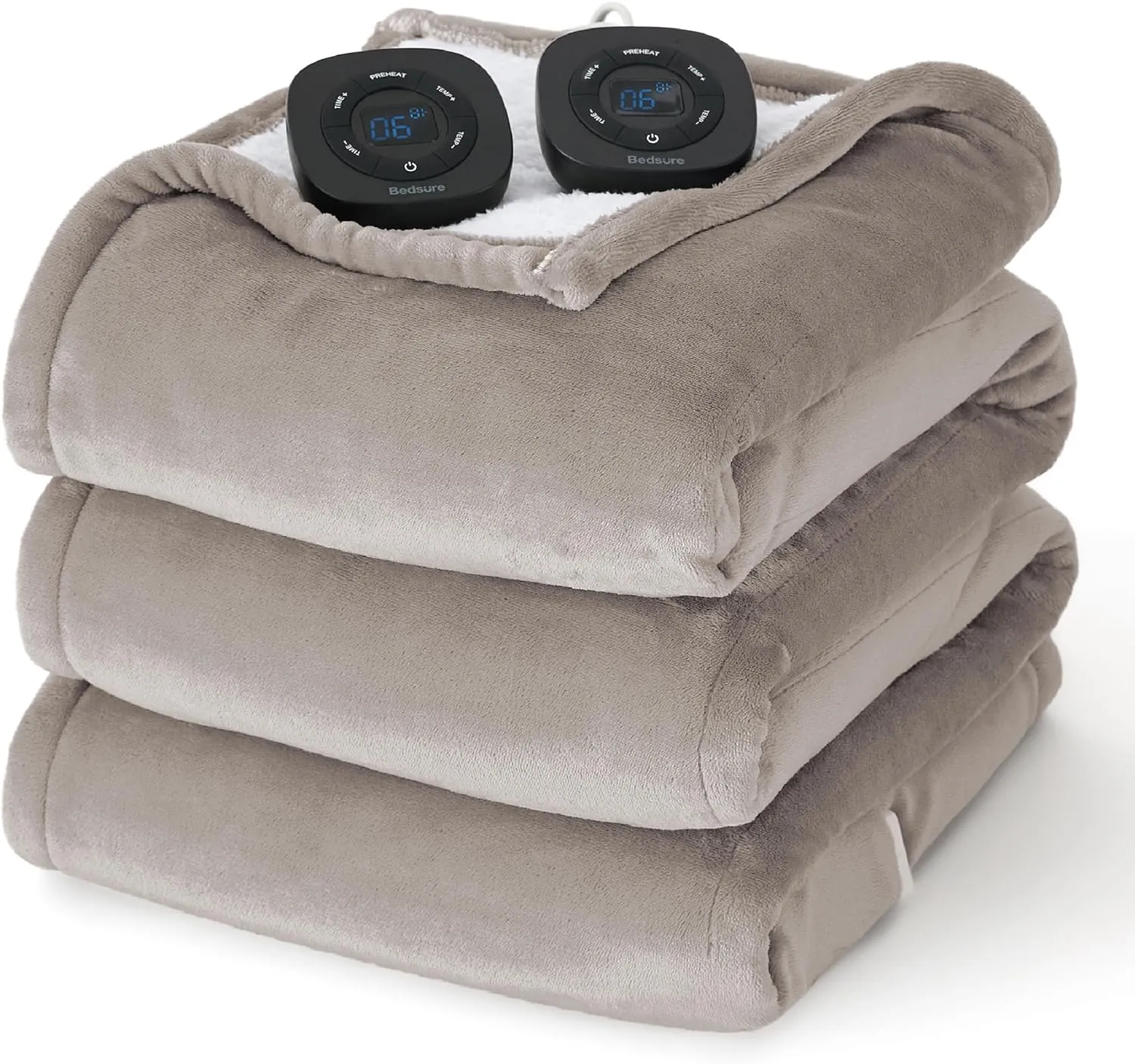 Bedsure Heated Blanket Electric Throw - Soft Flannel Electric Blanket, Heating Blanket with 4 Time Settings & 6 Heat Settings, Warm Blanket Gift for Grandma (50x60 inches, Grey)