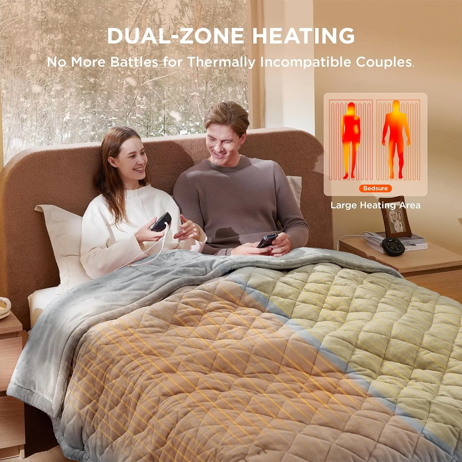 Bedsure Heated Blanket Electric Throw - Soft Flannel Electric Blanket, Heating Blanket with 4 Time Settings & 6 Heat Settings, Warm Blanket Gift for Grandma (50x60 inches, Grey)