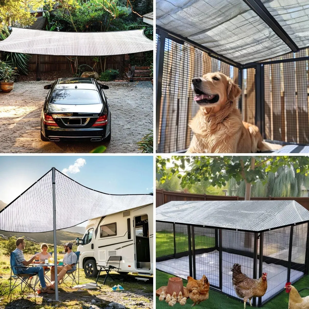 BeGrit Aluminet Shade Cloth 95%-99% Aluminum Shade Cloth Sun Reflective Tarp for Garden, Patio, Greenhouse, Pergola, Car, Kennel Shade 6.6x10ft