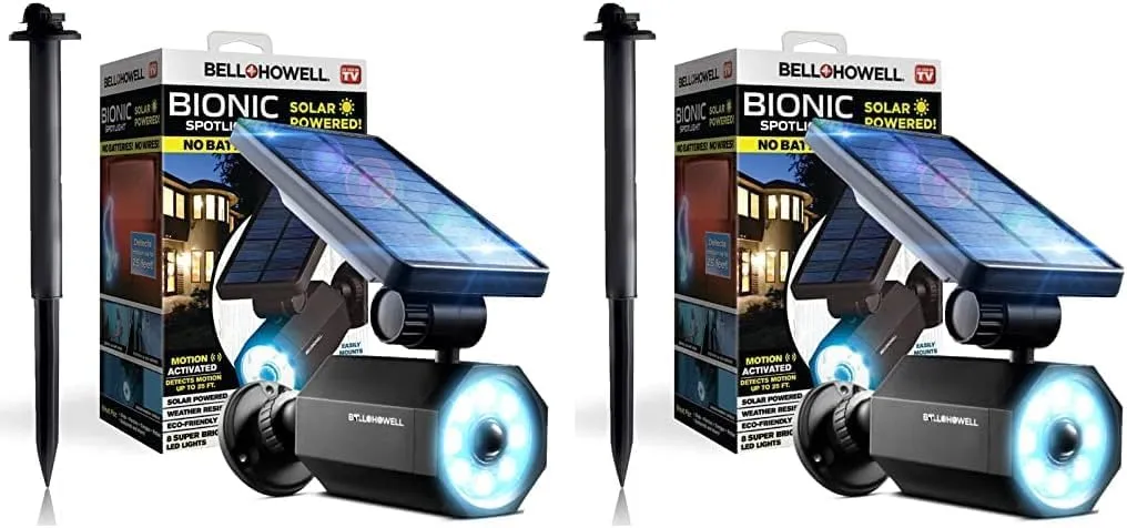 Bell Howell Bionic Spotlight Motion Solar Spot Lights Outdoor Waterproof, Solar Landscape Lights, Outdoor Solar Yard Lights Weather Resistant, Super Bright LED Lights, for Garden, Lawn As Seen On TV