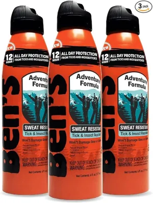 Ben's Adventure Formula - Tick & Mosquito Repellent for Up to 12 Hours of Protection - 20% Picaridin Bug Spray with EcoSpray Fine Mist Sprayer - Sweat-Resistant - 6 oz (3 Pack)