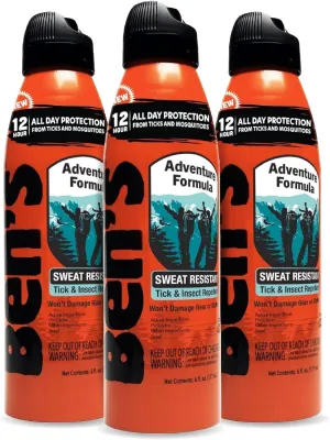 Ben's Adventure Formula - Tick & Mosquito Repellent for Up to 12 Hours of Protection - 20% Picaridin Bug Spray with EcoSpray Fine Mist Sprayer - Sweat-Resistant - 6 oz (3 Pack)