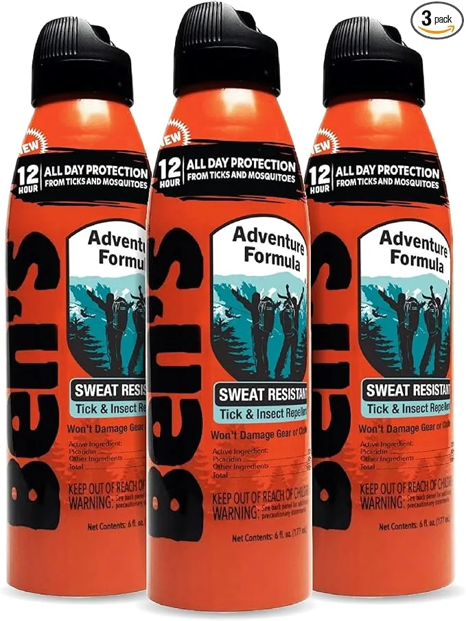 Ben's Adventure Formula - Tick & Mosquito Repellent for Up to 12 Hours of Protection - 20% Picaridin Bug Spray with EcoSpray Fine Mist Sprayer - Sweat-Resistant - 6 oz (3 Pack)