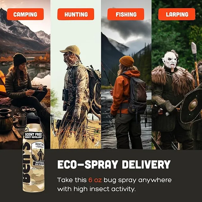 Ben's Hunting Formula - Tick & Mosquito Repellent for Up to 12 Hours of Protection - 20% Picaridin Bug Spray with EcoSpray Fine Mist Sprayer - Sweat-Resistant - 6 oz (3 Pack)