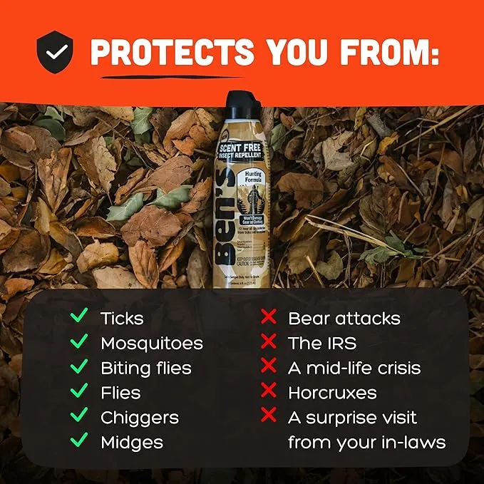 Ben's Hunting Formula - Tick & Mosquito Repellent for Up to 12 Hours of Protection - 20% Picaridin Bug Spray with EcoSpray Fine Mist Sprayer - Sweat-Resistant - 6 oz (3 Pack)