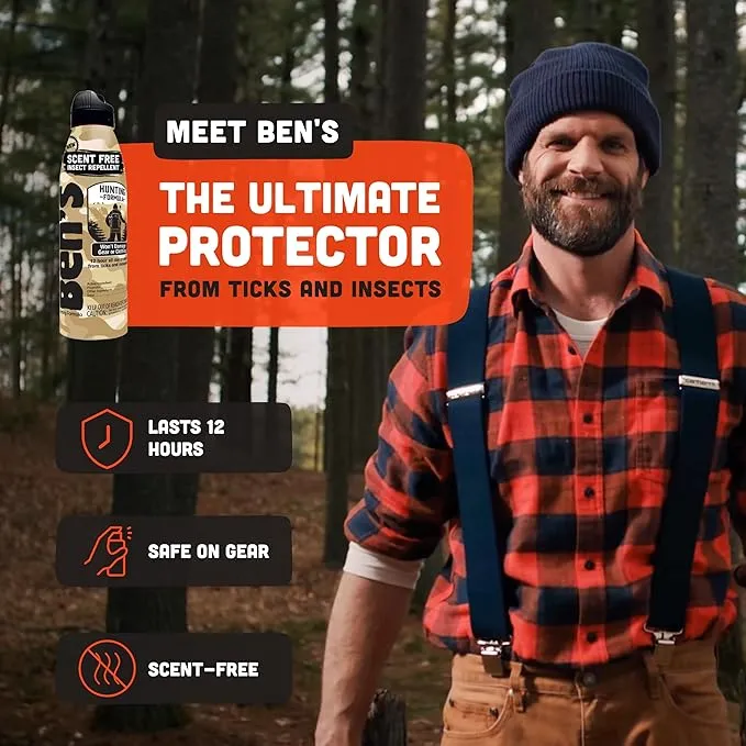 Ben's Hunting Formula - Tick & Mosquito Repellent for Up to 12 Hours of Protection - 20% Picaridin Bug Spray with EcoSpray Fine Mist Sprayer - Sweat-Resistant - 6 oz (3 Pack)