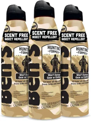 Ben's Hunting Formula - Tick & Mosquito Repellent for Up to 12 Hours of Protection - 20% Picaridin Bug Spray with EcoSpray Fine Mist Sprayer - Sweat-Resistant - 6 oz (3 Pack)