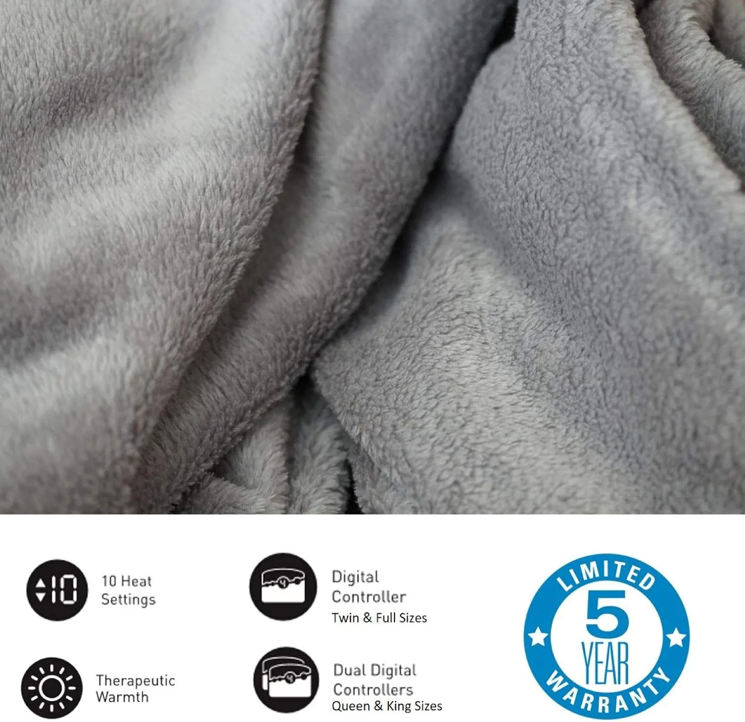 BIDDEFORD BLANKETS Micro Plush Electric Heated Blanket with Digital Controller, Twin, Taupe