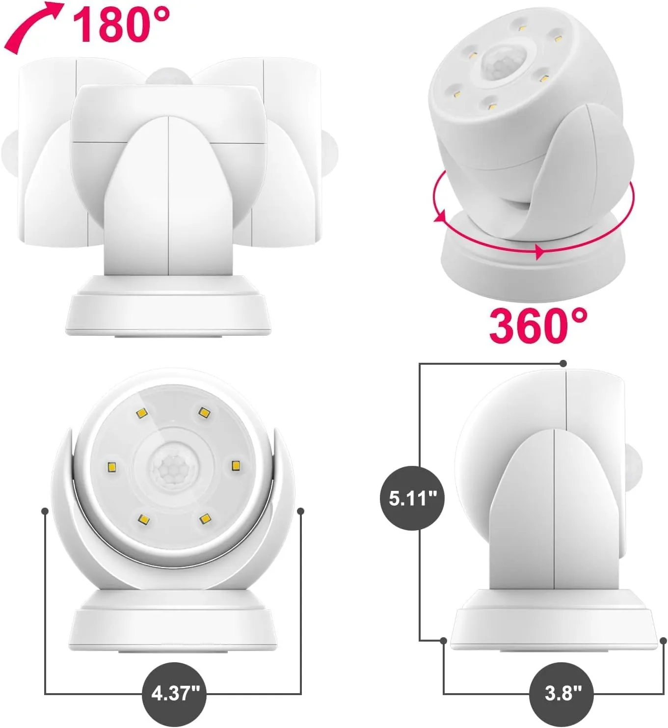 BIGLIGHT Battery Operated Motion Sensor Spotlight, Wireless LED Flood Light Indoor Outdoor, Super Bright Waterproof Security Lighting, Motion Uplight for Wall Front Door Shed Hallway, 200 Lumens
