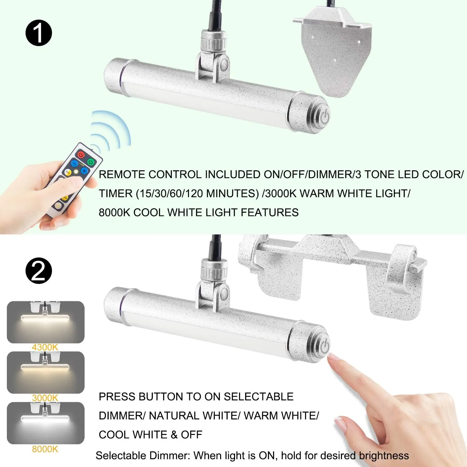 BIGMONAT USB Rechargeable Picture Light Wireless Led Art Light with Remote Control,Rotatable Painting Light Head of 3 Lighting Modes Dimmable Display Lamp for Frame Portrait Artwork Trophy