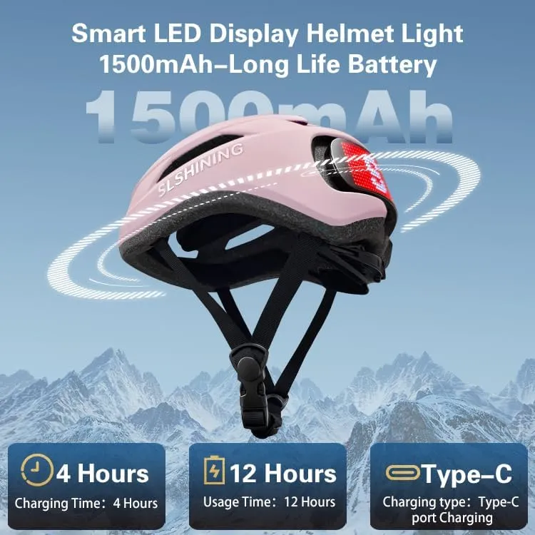 Bike Helmet, Smart App Program Bike Helmet with USB Rechargeable Light, Back Light Mountain for Adult&Men Women, with Turn Signals Remote Control