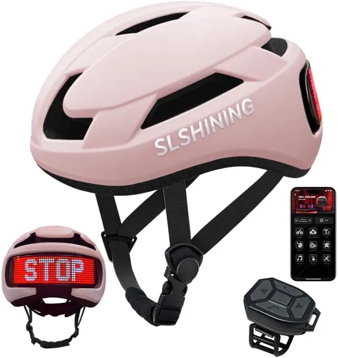Bike Helmet, Smart App Program Bike Helmet with USB Rechargeable Light, Back Light Mountain for Adult&Men Women, with Turn Signals Remote Control
