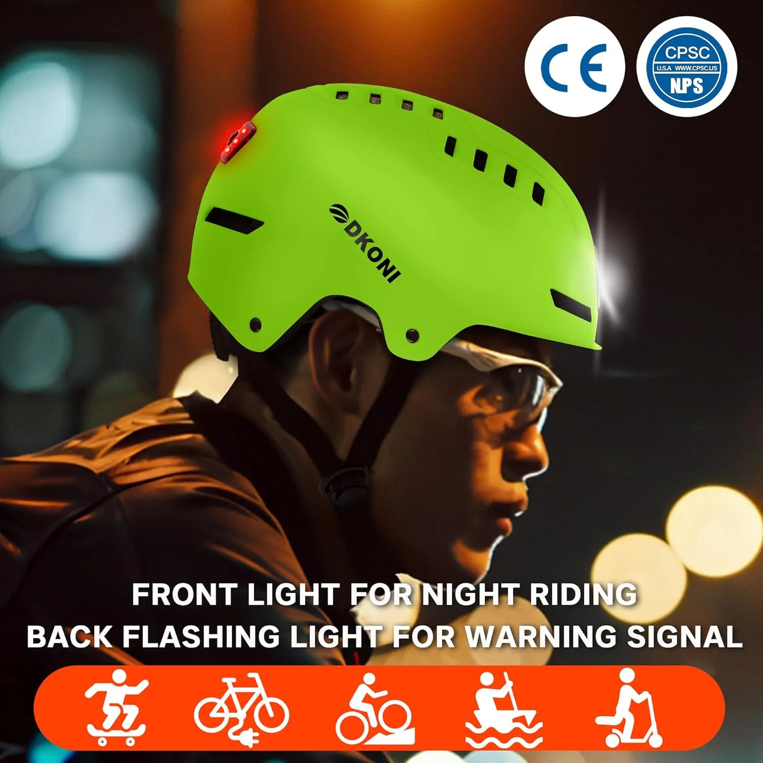 Bike Helmet with LED Lights Bicycle Helmets Commuter Cycling Helmet USB Rechargeable Front & Back LED Light Helmet for Adult Men Women