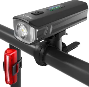 Bike Lights Front and Back, 1200 Lumen Bicycle Light for Night Riding, Rechargeable USB-C Strong Brightness Bike Headlight and Tail Light Set with 4 5 Light Modes for Cyclists and Commuters