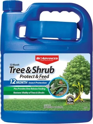 BioAdvanced 12 Month Tree and Shrub Protect and Feed, Concentrate, 64 Oz, Insect Killer and Fertilizer & Plant Food