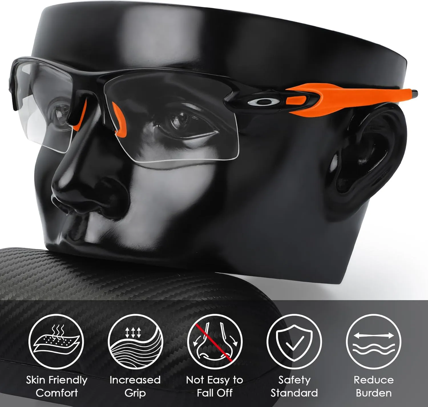 BLAZERBUCK Sock Kits Earsocks & Nosepieces for Oakley Flak 2.0 OO9295/Flak 2.0 XL OO9188/Flak 2.0 Asian Fit OO9271 Sunglasses - Black   Orange