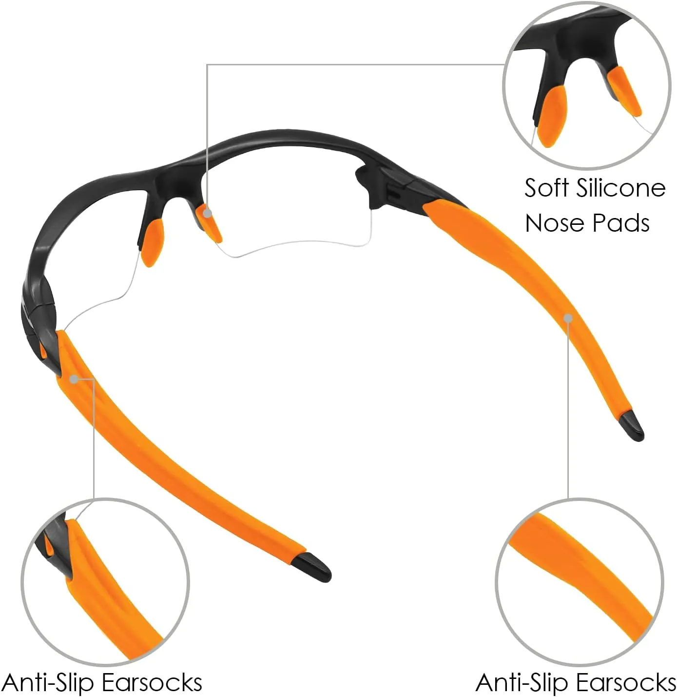 BLAZERBUCK Sock Kits Earsocks & Nosepieces for Oakley Flak 2.0 OO9295/Flak 2.0 XL OO9188/Flak 2.0 Asian Fit OO9271 Sunglasses - Black   Orange