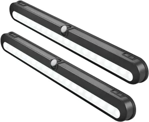 BLS T01LB LED Closet Light Super Bright 20 LED Under Cabinet Lighting Battery Powered/DC Input Wireless Motion Sensing Light, Motion & Light Sensor, Light Beam Adjustable, Black(2 Pack)