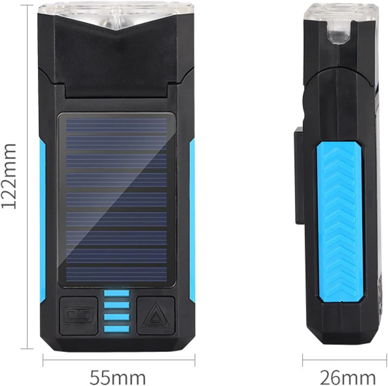 BNEI Bicycle Headlight   Horn, USB/Solar Dual Mode Charging, Three Light Modes, Power Display, 4000 mAh Large Battery, 12.2 * 5.5 * 2.6cm
