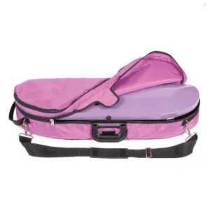 Bobelock Fiberglass Moon-Shaped violin case with padded cover, Pink / Gray