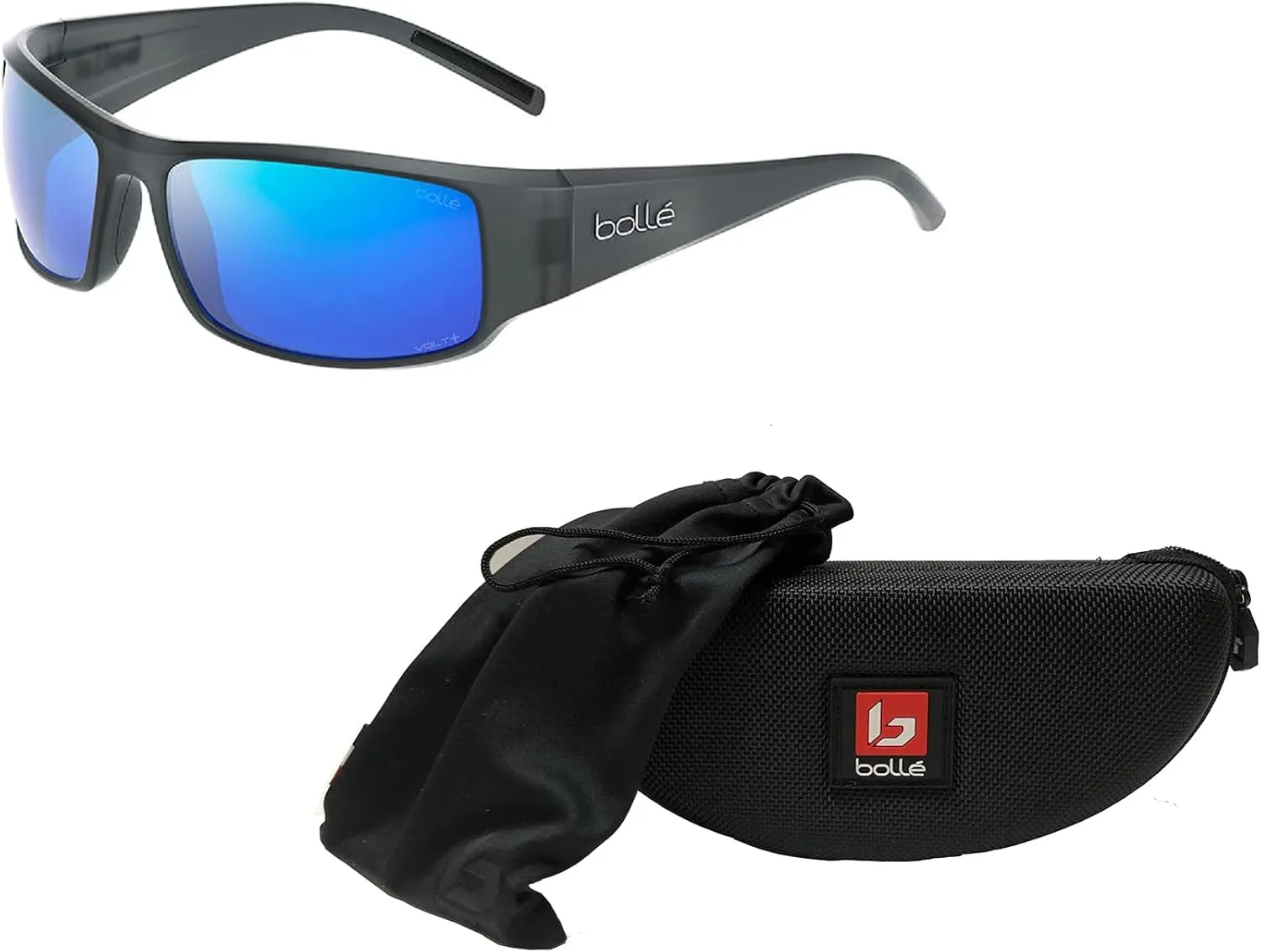 bollé King 63MM Wrap Around Sunglasses for Men for Women   BUNDLE With Designer iWear Complimentary Eyewear Kit