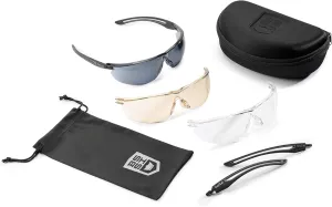 Bollé Safety Standard Issue, GUNFIRE KIT Ballistic Safety Glasses, Eye Protection for Military, Tactical and First Responders with Platinum Anti-Fog Coating, Matte Black Frame