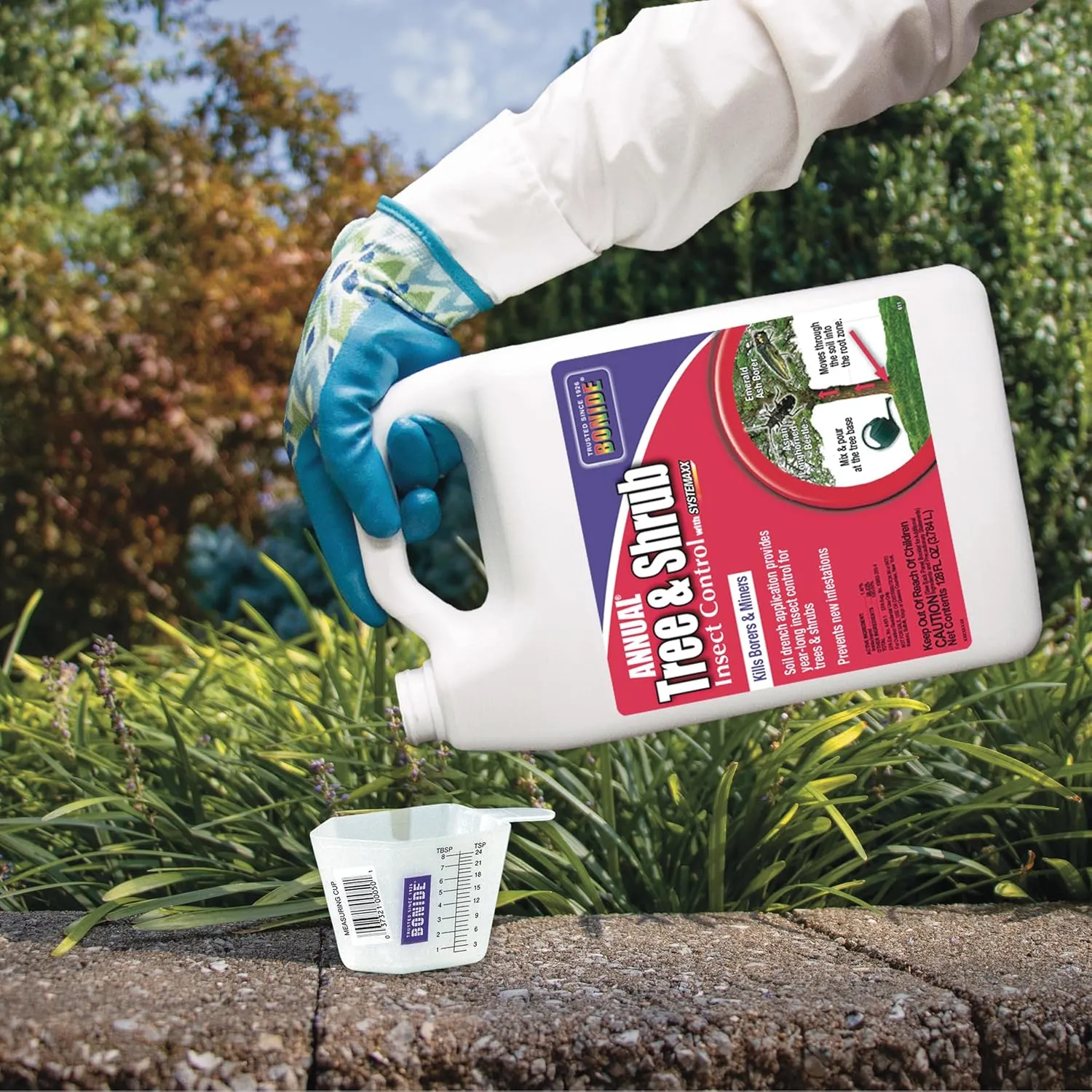 Bonide Annual Tree & Shrub Insect Control with Systemaxx, 128 oz Concentrate, Year Long Protection and Insect Killer