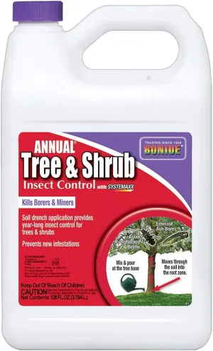 Bonide Annual Tree & Shrub Insect Control with Systemaxx, 128 oz Concentrate, Year Long Protection and Insect Killer