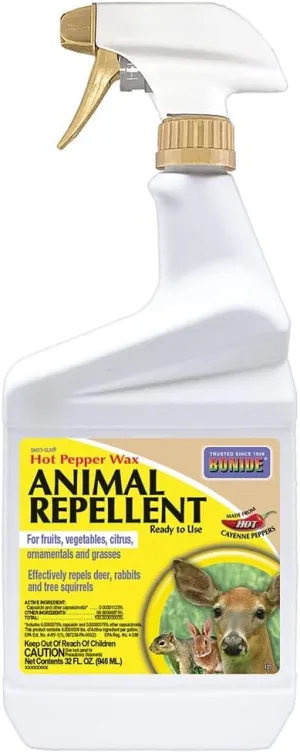 Bonide Hot Pepper Wax Animal Repellent, 32 oz Ready-to-Use Spray for Deer, Squirrels, Rabbits in Lawn & Garden
