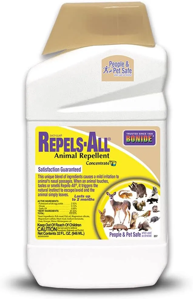 Bonide Repels-All Animal Repellent, 32 oz Concentrate, Long Lasting Outdoor Garden Deer Repellent, People and Pet Safe