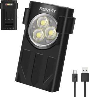 BORUIT V7 LED Mini Flashlight High Lumens Small Powerful EDC Keychain Flash Light with Red UV Light,USB-C Rechargeable Pocket Flashlights with Clip,10 Modes,IPX5 Waterproof,Magnet(Black)