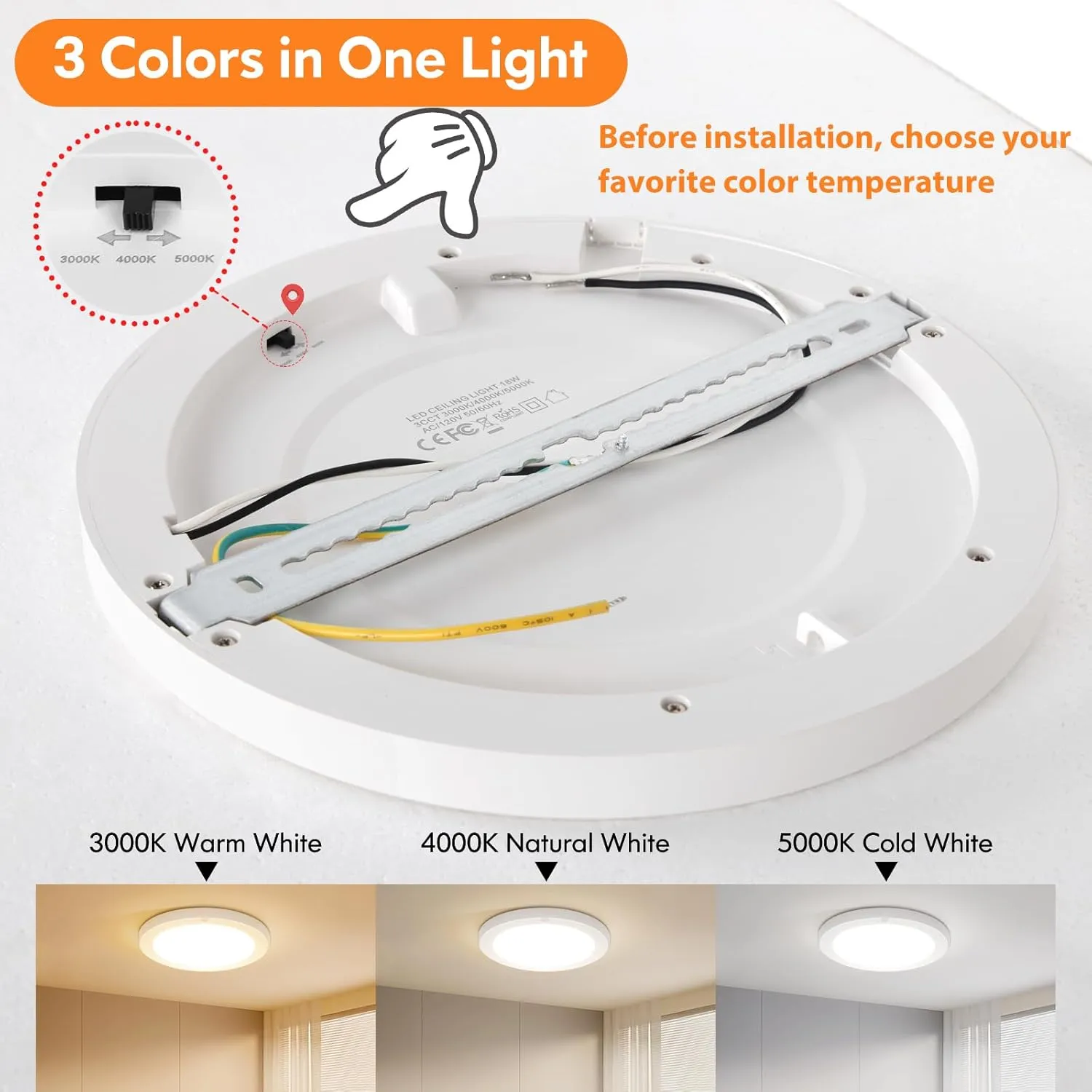 Brightever Motion Sensor Ceiling Lights, 9 Inch Flush Mount LED Ceiling Light Fixtures Wired, 18W 1800LM 3CCT Closet Lights Sensored, Motion Activated Lights Indoor for Hallway, Stairs, Garage, 2-Pack