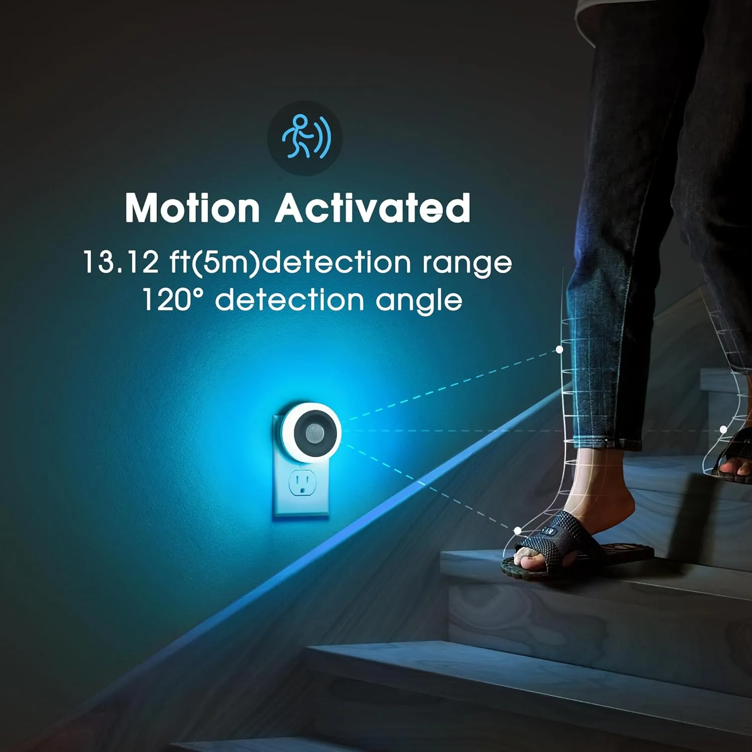 Briignite Motion Sensor Night Light Azure Blue, 2 Pack Night Lights Plug into Wall, Auto On/Off Motion Activation Nightlight, Energy-Saving 0.6W LED Blue Night Light, Ideal for Kids, Bedroom, Bathroom