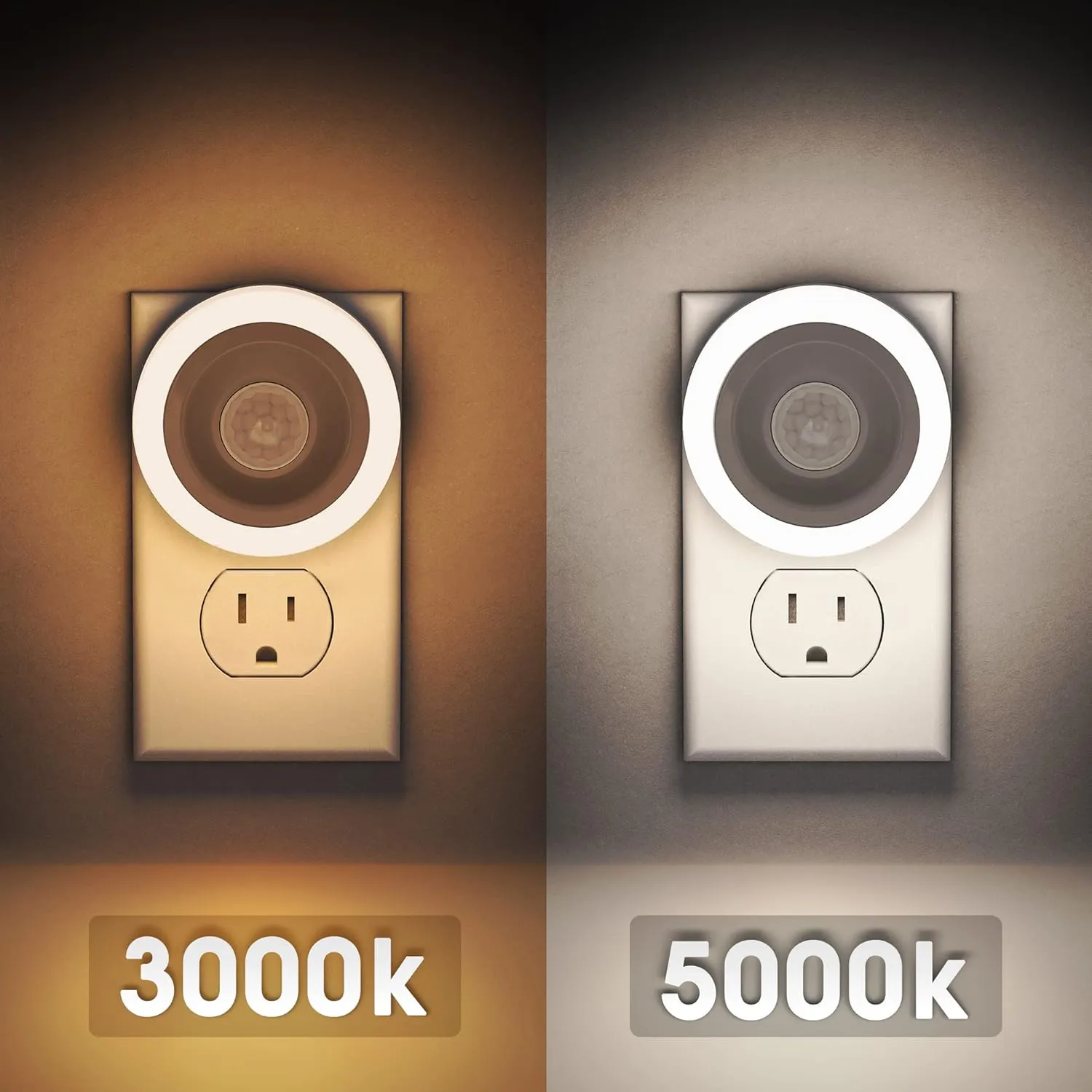 Briignite Motion Sensor Night Light, Night Lights Plug into Wall, Auto On/Off Motion Activation Nightlight, Energy-Saving 0.6W LED, Warm White, Ideal for Kids, Bedroom, Bathroom, 2 Pack