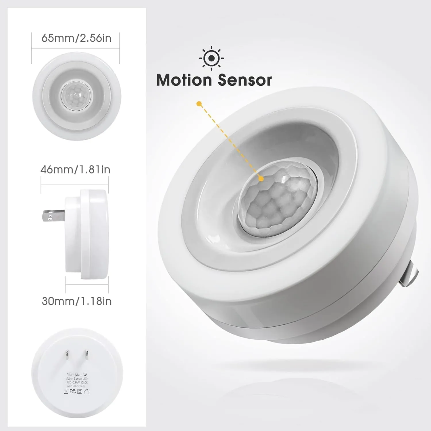 Briignite Motion Sensor Night Light, Night Lights Plug into Wall, Auto On/Off Motion Activation Nightlight, Energy-Saving 0.6W LED, Warm White, Ideal for Kids, Bedroom, Bathroom, 2 Pack