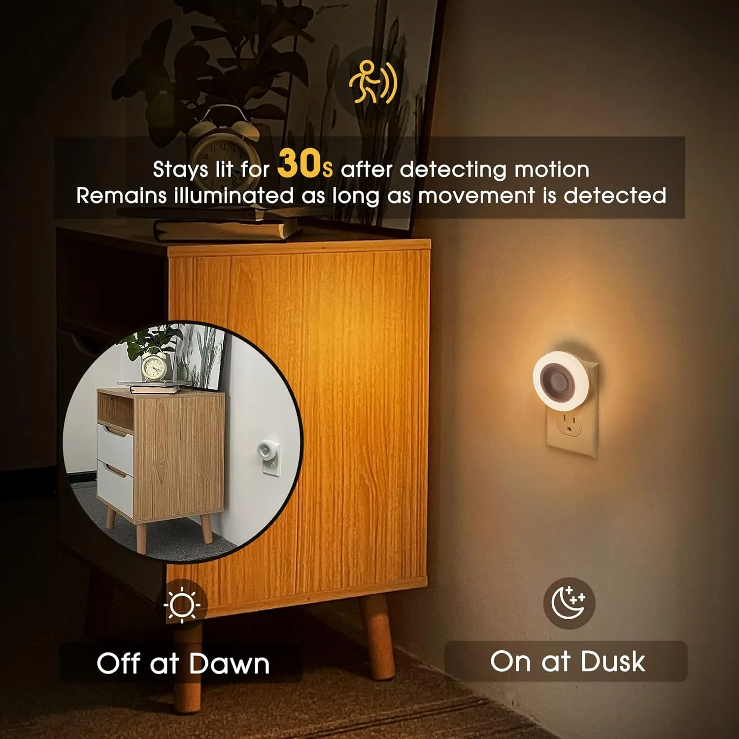 Briignite Motion Sensor Night Light, Night Lights Plug into Wall, Auto On/Off Motion Activation Nightlight, Energy-Saving 0.6W LED, Warm White, Ideal for Kids, Bedroom, Bathroom, 2 Pack
