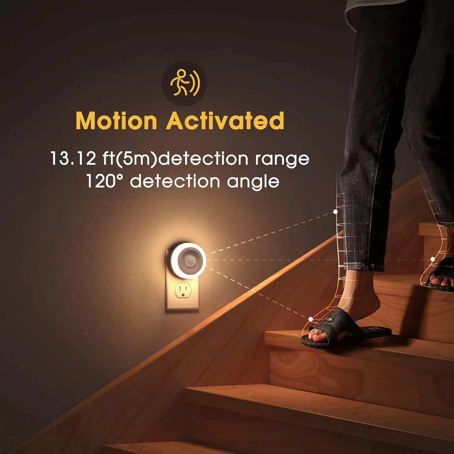Briignite Motion Sensor Night Light, Night Lights Plug into Wall, Auto On/Off Motion Activation Nightlight, Energy-Saving 0.6W LED, Warm White, Ideal for Kids, Bedroom, Bathroom, 2 Pack