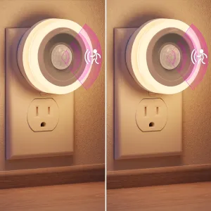 Briignite Motion Sensor Night Light, Night Lights Plug into Wall, Auto On/Off Motion Activation Nightlight, Energy-Saving 0.6W LED, Warm White, Ideal for Kids, Bedroom, Bathroom, 2 Pack