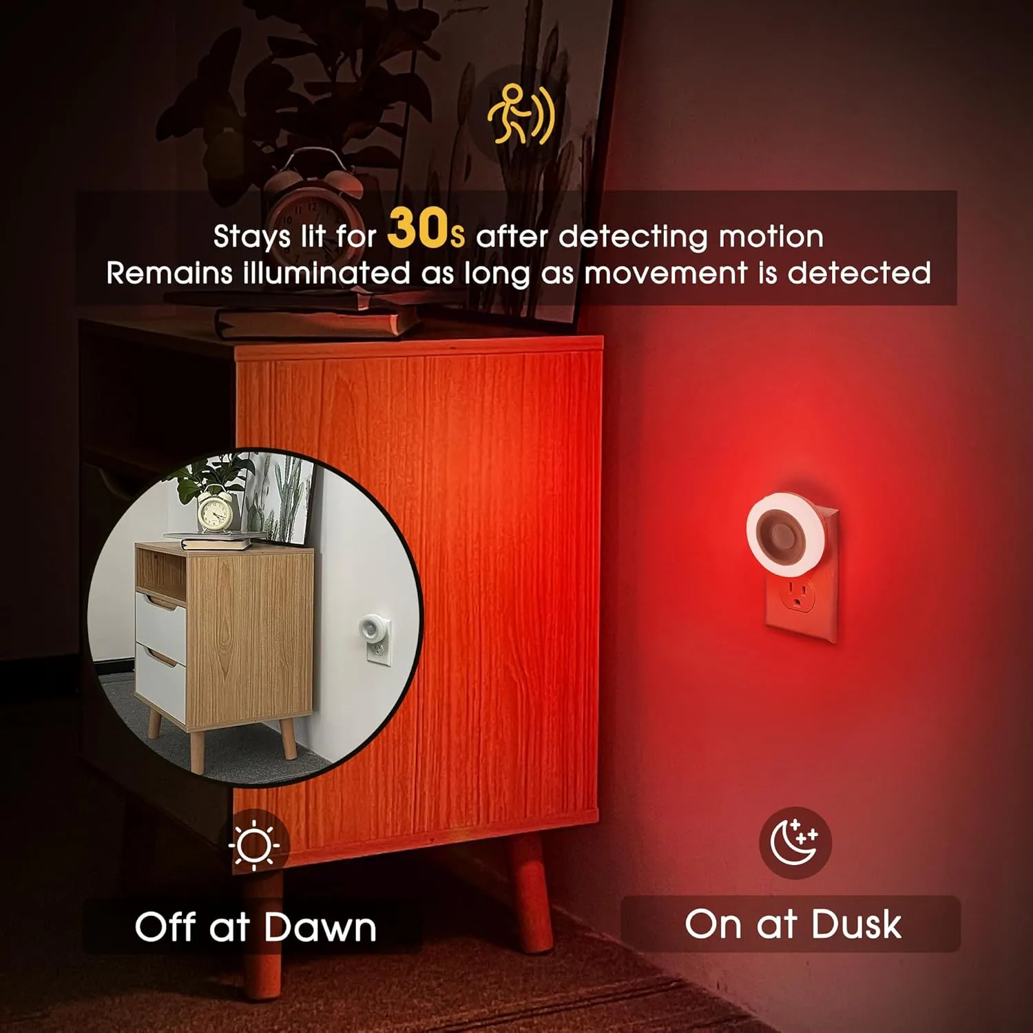 Briignite Motion Sensor Night Light Red, [2 Pack] Night Lights Plug into Wall, Auto On/Off Motion Activation Nightlight, Energy-Saving 0.6W LED Red Light Night Light, Ideal for Kids, Bedroom, Bathroom