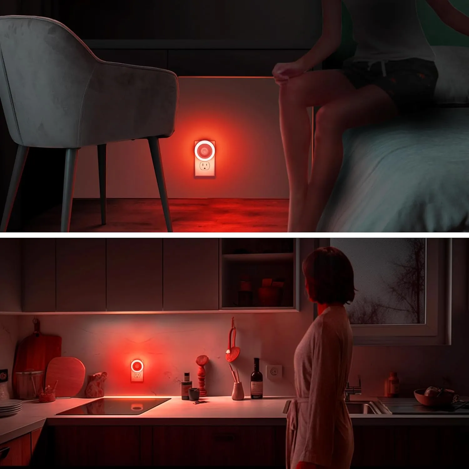 Briignite Motion Sensor Night Light Red, [2 Pack] Night Lights Plug into Wall, Auto On/Off Motion Activation Nightlight, Energy-Saving 0.6W LED Red Light Night Light, Ideal for Kids, Bedroom, Bathroom