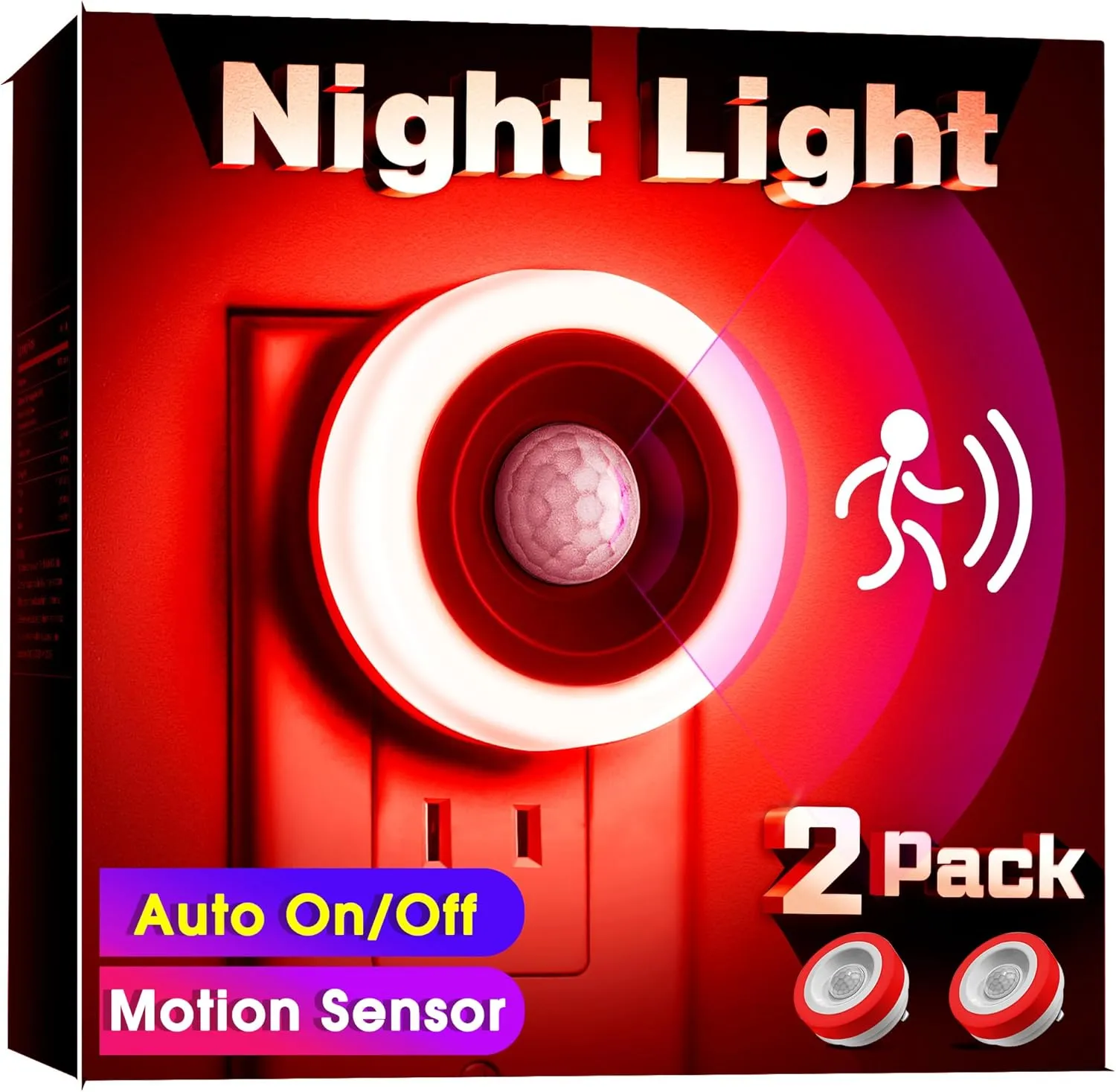 Briignite Motion Sensor Night Light Red, [2 Pack] Night Lights Plug into Wall, Auto On/Off Motion Activation Nightlight, Energy-Saving 0.6W LED Red Light Night Light, Ideal for Kids, Bedroom, Bathroom