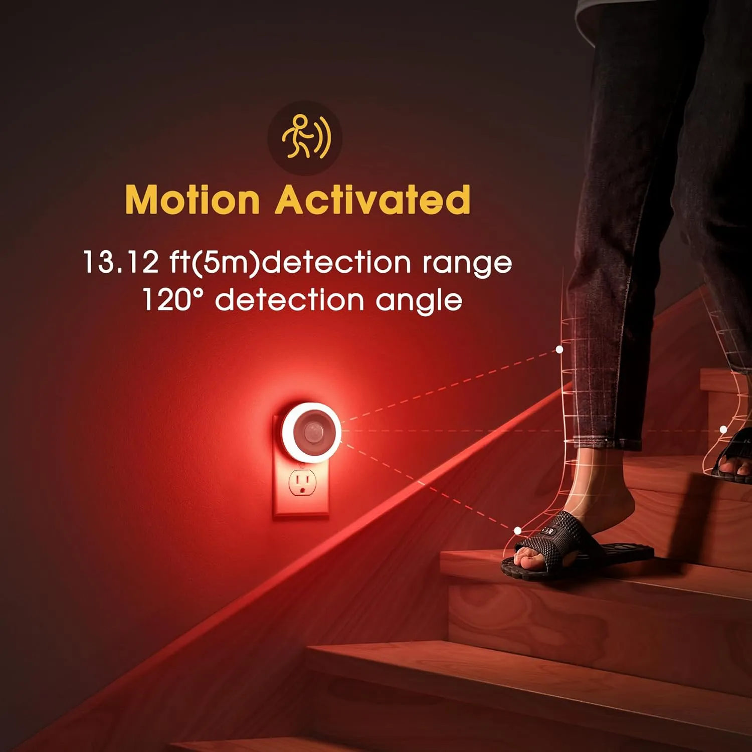 Briignite Motion Sensor Night Light Red, [2 Pack] Night Lights Plug into Wall, Auto On/Off Motion Activation Nightlight, Energy-Saving 0.6W LED Red Light Night Light, Ideal for Kids, Bedroom, Bathroom